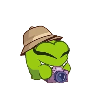 📷 0b25f206 Om Nom Cut the Rope Om Nom, Cut the Rope, appareil photo, dessin animé, vert, monstre, aventure whatsapp sticker