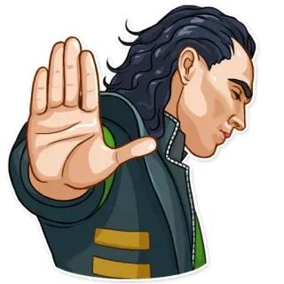 ✋ 92ba31c6 Loki Loki, Marvel, personagem, gesto de mão, pare telegram sticker