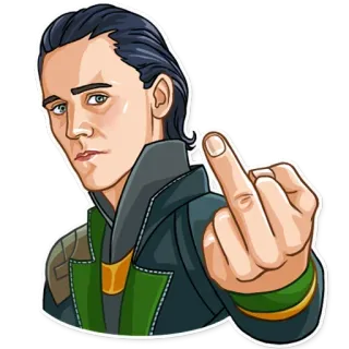 🖕 dc8d8346 Loki Loki, dedo do meio, Marvel, personagem, ofensivo, gesto telegram sticker