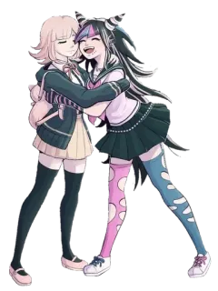 ☺️ af8ed2c2 Chiaki Nanami Danganronpa Anime, Danganronpa, Chiaki Nanami, Junko Enoshima, Freunde, Umarmung, Schuluniform telegram sticker