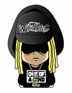 😑 00b23c54 ONE OF A KIND мультфильм, портрет, рэпер, солнцезащитные очки whatsapp sticker