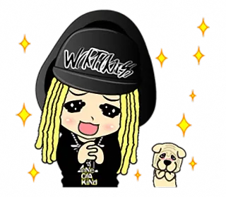 😳 dd851649 KING OFA KIND мультфильм, аниме, собака, звезды, персонаж whatsapp sticker