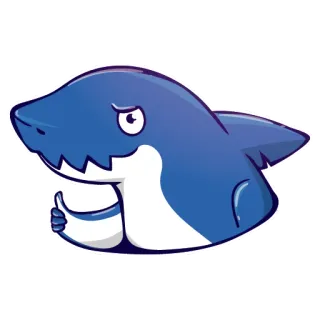 👍 6eb86dbf 鲨鱼, 点赞, 动物, 海洋生物, 卡通, 积极, 海洋, 赞同 telegram sticker
