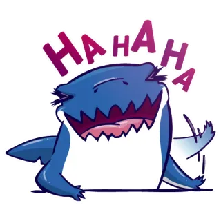 😄 9c9e1e6e HAHAHA 笑, 鲨鱼, 卡通, 搞笑, 幽默, 快乐 telegram sticker