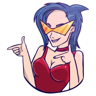 😎 a7403596 女人, 卡通, 眼镜, 指着, 女孩, 姿势 telegram sticker