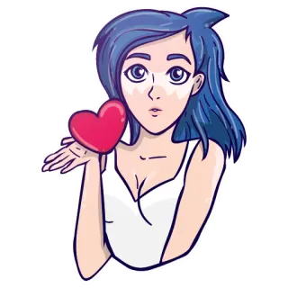 ❤ c6555822 女人, 心, 亲吻, 爱, 卡通, 贴纸 telegram sticker