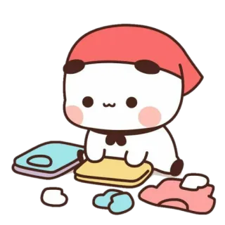 🐻 25a24a6e Panda, Lucu, Kawaii, Kartun, Karakter, Binatang, Mengantuk, Gaun tidur telegram sticker