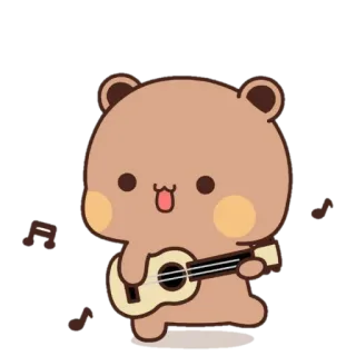 🐻 9182cdf1 Beruang, Kartun, Lucu, Ukulele, Musik, Binatang telegram sticker