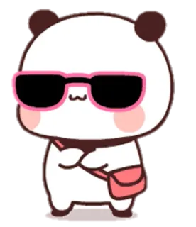 🐻 9eb03424 Panda, Lucu, Binatang, Kawaii, Kacamata hitam, Kartun, Beruang, Tas telegram sticker