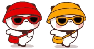🐻 ad812995 Panda, Kartun, Perjalanan, Kacamata hitam, Topi, Lucu, Binatang telegram sticker