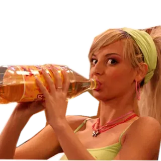 😏 532e8cdc mulher, bebendo, garrafa, loira, álcool telegram sticker