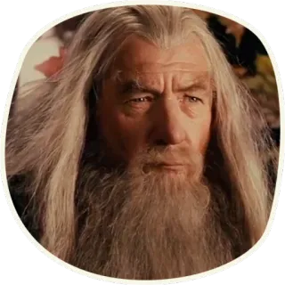 😐 071b786d Gandalf Lord of the Rings mago, Terra di Mezzo, fantasy, capelli lunghi, barba whatsapp sticker