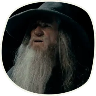 😠 952d3b64 Gandalf The Lord of the Rings mago, magia, barba, fantasy, cappello whatsapp sticker
