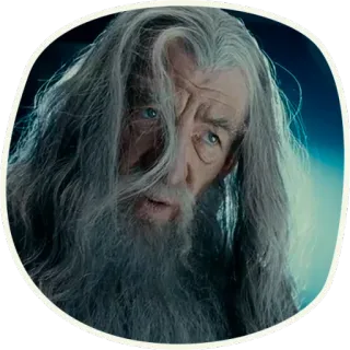 🤔 aebb8b5a Gandalf Lord of the Rings mago, grigio, capelli lunghi, magia whatsapp sticker