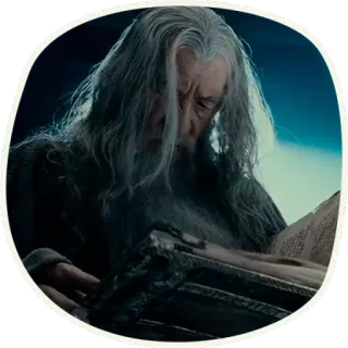 🤔 b41af4b8 Gandalf Lord of the Rings mago, libro, magia, fantasy whatsapp sticker