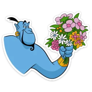 💐 a5aaac88 Genie Aladdin 精灵, 迪士尼, 阿拉丁, 花, 卡通, 角色 telegram sticker