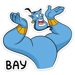 👍 b46095cc Genie Aladdin BAY 卡通, 精灵, 迪士尼, 阿拉丁, 角色, 蓝色, 魔法 telegram sticker