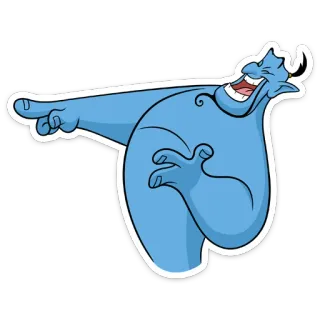 😀 e88ad755 Genie Aladdin 精灵, 阿拉丁, 卡通, 迪士尼 telegram sticker