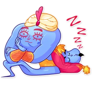 😴 0c2c0b98 Genie Aladdin ZZZZZ dibujos animados, genio, dormilón, durmiendo, zzz, descansando, cansado, siesta telegram sticker