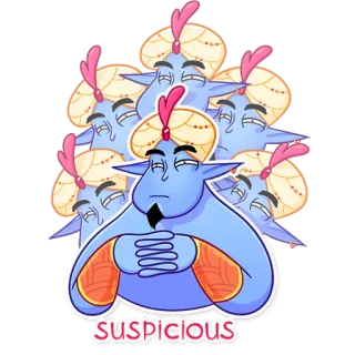 😒 416271b8 SUSPICIOUS genio, sospechoso, dibujo animado, personaje telegram sticker