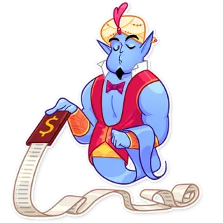 💸 78d0e6da genio, magia, deseo, financiero, dinero, dólar, lista larga, dibujos animados, pegatina telegram sticker