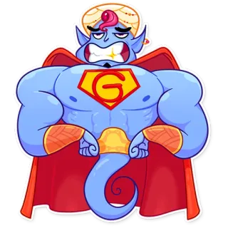 💪 9257ff62 genio, superhéroe, dibujos animados, fantasía, magia, piel azul telegram sticker