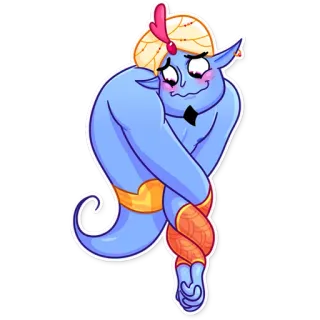 ☺️ a42a5ac6 Genie Aladdin genio, Aladdin, Disney, dibujos animados, magia, personaje telegram sticker