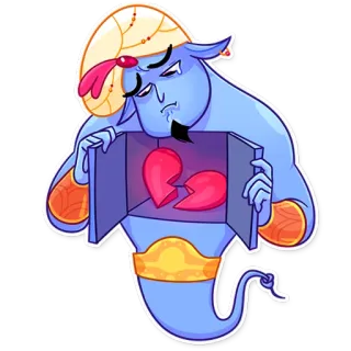 😢 b685ce53 Genie Aladdin genio, aladdín, disney, dibujos animados, magia, corazón roto, triste telegram sticker