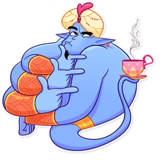🤔 b8589cbd Genie Aladdin genio, aladdín, disney, magia, dibujos animados, animación, personaje, té telegram sticker