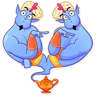 ❓ b9973962 genio, lámpara, magia, fantasía, dibujos animados, personaje, pegatina telegram sticker