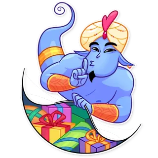 🤫 eeb42a00 Genie Aladdin genio, aladino, dibujos animados, magia, disney telegram sticker