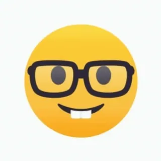 🤓 1a5666f0 絵文字, オタク, メガネ, 顔, 黄色 telegram sticker