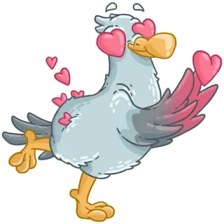 😍 15653248 amour, oiseau, coeurs, mignon, dessin animé, animal telegram sticker