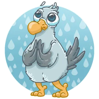 🐟 d7075224 oiseau, triste, pleurs, dessin animé, animal telegram sticker