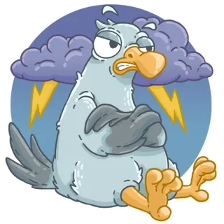 😡 e20473c4 oiseau, tempête, éclair, dessin animé, en colère telegram sticker