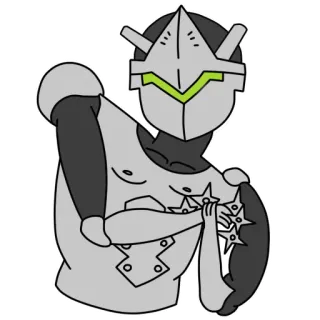 😎 d445f911 Genji Overwatch โอเวอร์วอช, เก็นจิ, นินจา, เกม, ไซบอร์ก, ชูริเคน telegram sticker