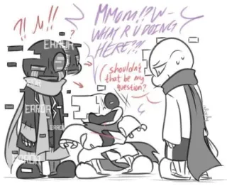❤️ 14eb4410 Mmom!?!W-WHAT R U DOING HERE!!!, shouldn't that be my question? fanart, comic, undertale, sans, error, ink telegram sticker