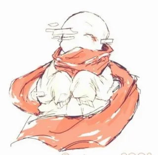 ❤️ c1ba7f9e Sans Undertale skeleton, character, scarf, glitch, video game telegram sticker