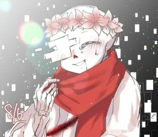 ❤️ c65d888e Sans Undertale skeleton, horror, scarf, flowers, monster telegram sticker