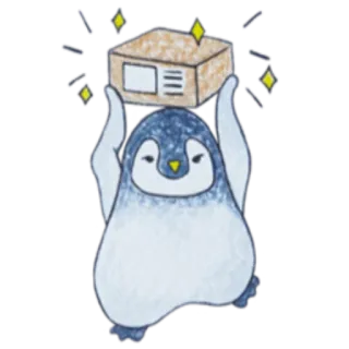 📦 043aaec0 penguin, box, animal, cute, sparkle, package, delivery whatsapp sticker