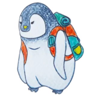 🎒 3ace665f penguin, animal, cartoon, backpack, travel, cute, nature whatsapp sticker