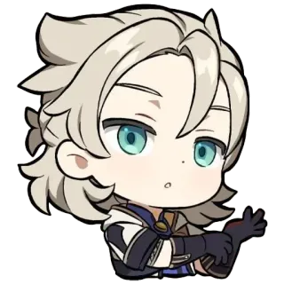 😏 35418333 Albedo Genshin Impact 애니메이션, 원신, 알베도, SD, 귀여운, 스티커 telegram sticker