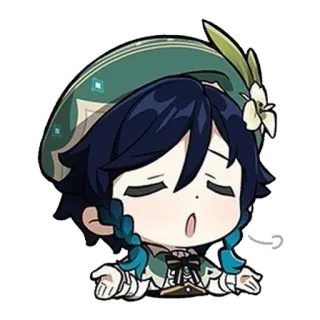 🤔 bfb0d641 Venti Genshin Impact 벤티, 원신, 애니메이션, 비디오 게임, 치비, 음유 시인, 바람 telegram sticker