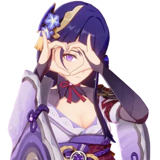 ❤️ a86d5dcb Raiden Shogun Genshin Impact Anime, Personagem, Raiden Shogun, Genshin Impact, Video game, Corações com as mãos telegram sticker