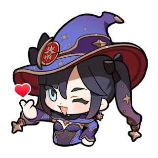 😄 45e4809b Mona Genshin Impact Mona, Genshin Impact, Pegatina, Anime, Corazón telegram sticker