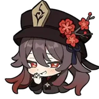 😈 351aa6d7 Hu Tao Genshin Impact hu tao, genshin impact, anime, videogioco, kawaii, chibi telegram sticker