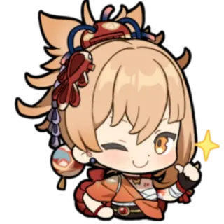 👍 63f0739d Yoimiya Genshin Impact yoimiya, genshin impact, anime, videogioco, personaggio, chibi telegram sticker