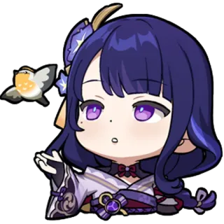 😯 c306997f Raiden Shogun Genshin Impact videogioco, anime, personaggio, carino, arte digitale, chibi, fan art telegram sticker