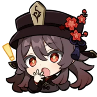 ❗️ d74e4b64 Hu Tao Genshin Impact Anime, Carino, Hu Tao, Genshin Impact, Videogioco, Chibi, Kawaii, Esclamazione telegram sticker