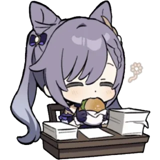 🍔 f12997d8 Keqing Genshin Impact Anime, Carino, Ragazza, Cibo, Genshin Impact, Keqing telegram sticker